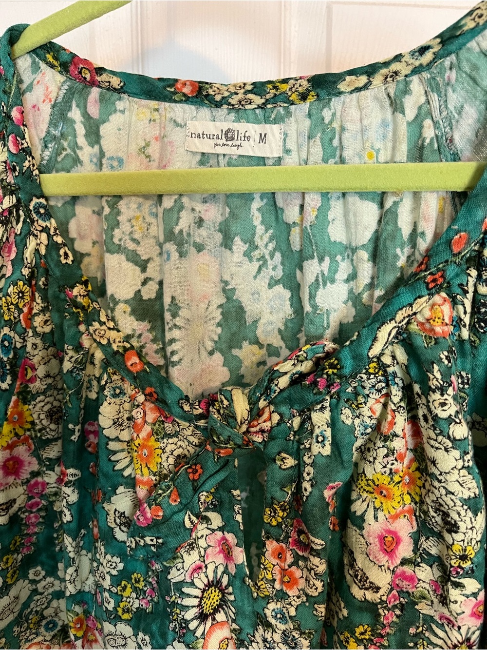 NATURAL LIFE Teal Floral Bow-Front Dress